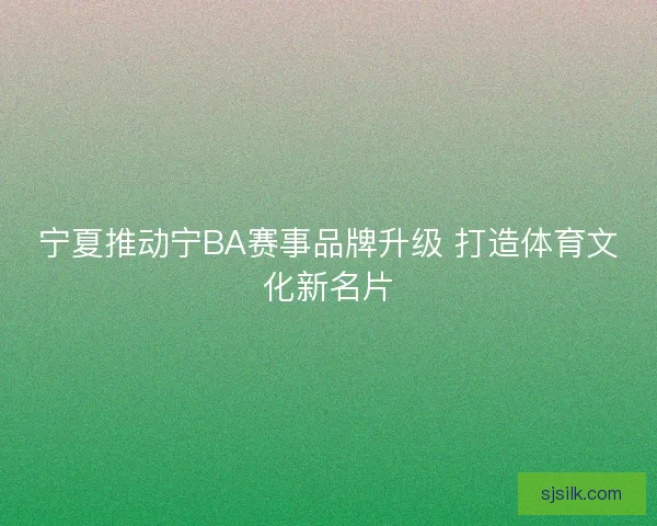 宁夏推动宁BA赛事品牌升级 打造体育文化新名片